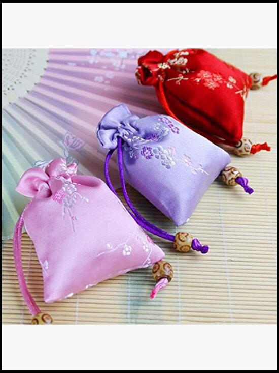 20 Silk Drawstring Bags Brocade Embroidered Jewelry Pouch Sachet Wallet Wedding